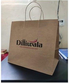 Brown kraft handle bag printed for Dilliwala